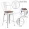 Merrick Lane Donnely Metal Dining Stool with Curved Slatted Back and Textured Wood Seat